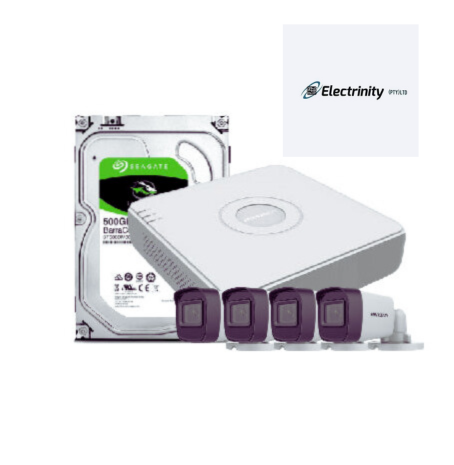 4 CH Hikvision HD-TVI Bullet Plastic 2MP IR 20m 2.8mm IP67 - Electrinity Store