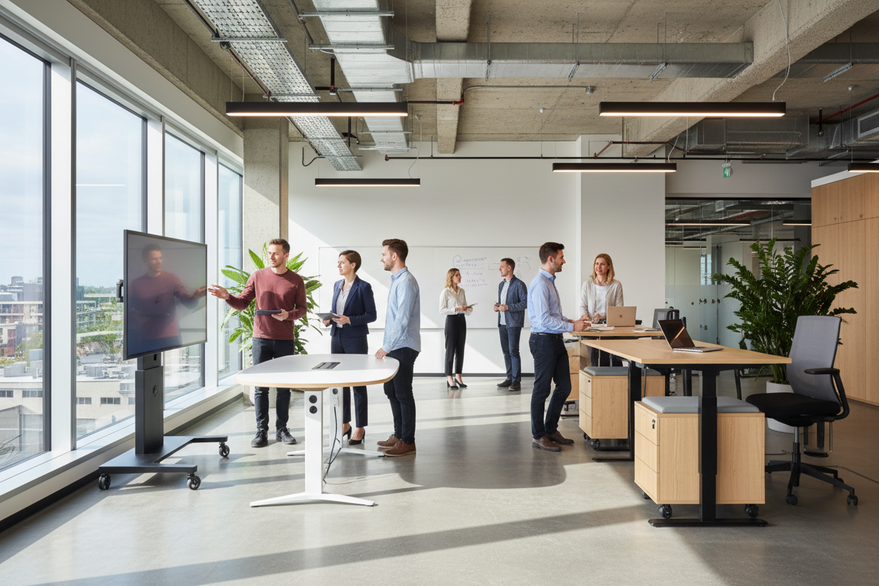 office with people standing 